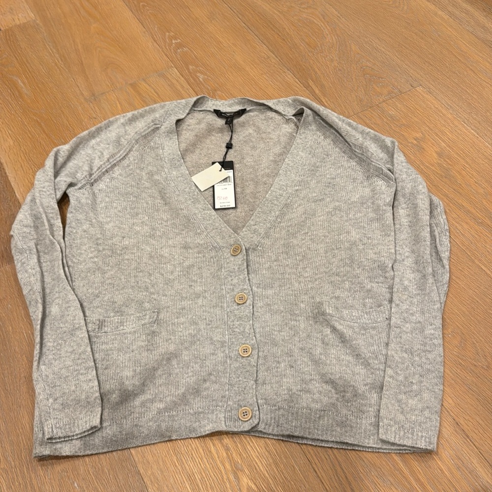 BCBGMAXAZRIA 100% Cashmere Cardigan Sweater in Light Heat (Gray)